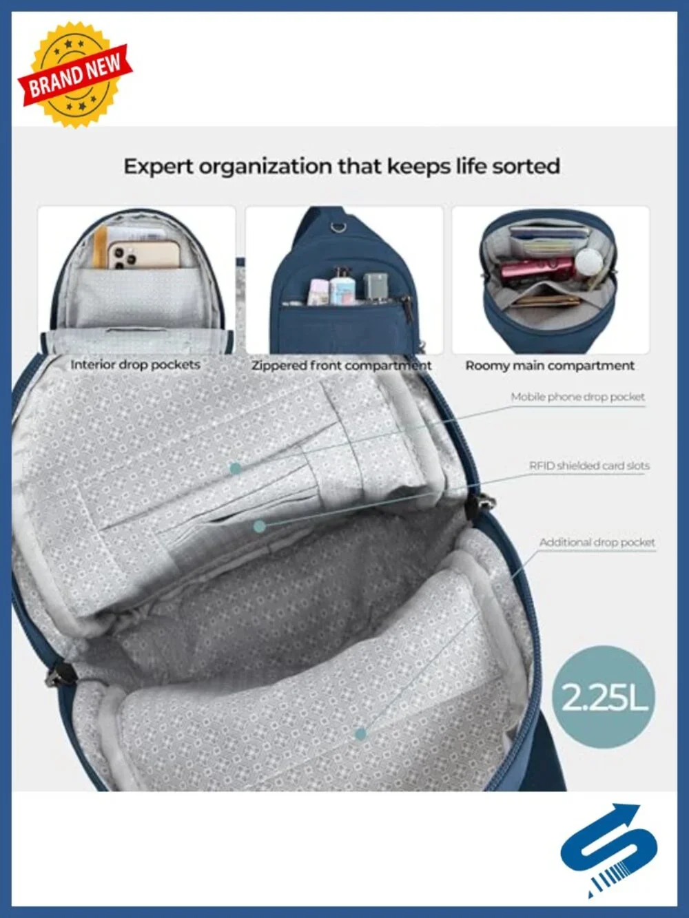 Anti-Theft Crossbody Sling Bag with RFID Blocking - Small Travel Sling Nylon